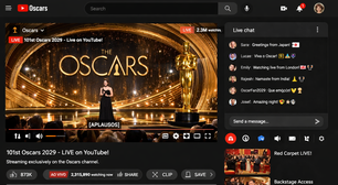 YouTube terá transmissão do Oscar global e gratuita a partir de 2029