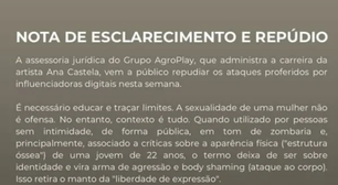 Equipe de Ana Castela reage a especulações sobre sua sexualidade: 'Não permitiremos'