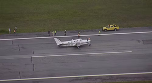 Aeroporto da Pampulha é interditado após avião bimotor tombar na pista