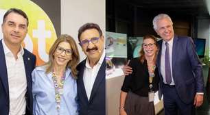 Daniela Abravanel Beyruti recebe Flávio Bolsonaro e Ronaldo Caiado no SBT