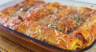 Caneloni com massa de lasanha: pronto em poucos minutos, o prato fácil com molho sugo para o seu almoço.