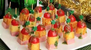 Espetinho de tender com queijo que vira estrela da ceia