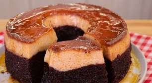 Bolo pudim de leite condensado perfeito que já sai pronto do forno para sua ceia