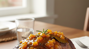 Pernil com molho de damasco fácil, elegante e cheio de sabor