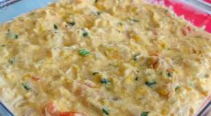 Como fazer creme de milho com frango desfiado e azeitonas