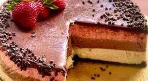 3 sabores em camadas: torta mousse napolitana fácil