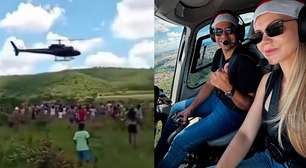 Frigorífico joga carnes com Flávio Bolsonaro por helicóptero em ação de Natal e gera polêmica