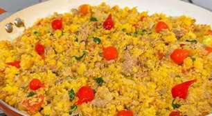 Farofa de cuscuz com atum fácil e deliciosa para completar o seu cardápio de réveillon