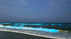 Fenômeno raro faz mar brilhar em tons azulados à noite no Uruguai; saiba o que é
