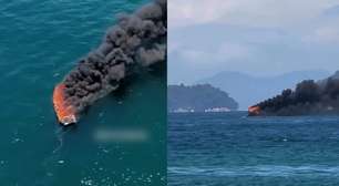 Lancha pega fogo e seis pessoas ficam feridas em Angra dos Reis (RJ)