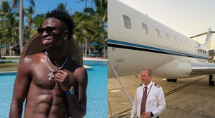 Vini Jr volta para a Espanha em jato particular após fim de semana com Virginia na Bahia; veja detalhes da aeronave