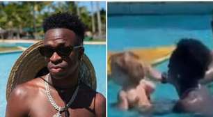 Vini Jr. conquista a web ao aparecer cuidando do filho de Virginia Fonseca