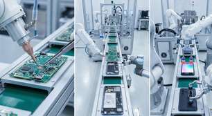 Milhares de microcomponentes e robôs de precisão cirúrgica: é assim que a engenharia monta em segundos o smartphone que está na sua mão