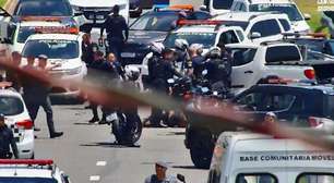 Caminhonete invade calçada, quase atropela pedestres e colide com viatura em SP