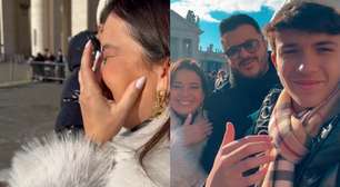 Esposa de Maurício Manieri cai no choro ao visitar o Vaticano após sofrer AVC: 'Imaginava essa cena'