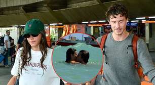 Bruna Marquezine e Shawn Mendes são flagrados dando beijão na praia (de novo!) e clima íntimo incendeia a web: 'E o pobre do João...'