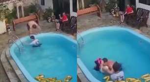 Homem bate a cabeça durante mergulho em piscina, se afoga, e é salvo por esposa