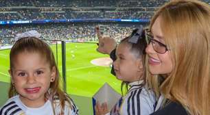 Filha de Virgínia e Zé Felipe, Maria Flor se confunde ao falar nome do namorado da mãe, Vini Jr., em jogo de futebol do Real Madrid