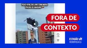 Vídeo de derrubada de outdoor de Maduro é de 2024; imagens de protestos circulam fora de contexto