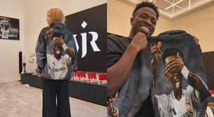 Virginia Fonseca usa jaqueta bordada com rosto de Vini Jr. e declara: 'Perfeição'