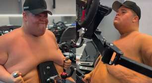 Focado! Gordão da XJ volta à rotina de treinos após eliminar 115 kg: 'Acabou as férias'