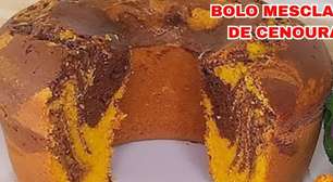 Bolo mesclado de cenoura e chocolate super fofo, delicioso e muito simples de preparar para a família