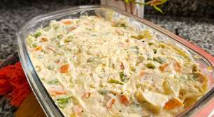 Salada de maionese com frango desfiado deliciosa para o acompanhamento perfeito do seu almoço