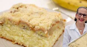 Bolo cuca de banana fácil e rápido para deixar o seu lanche da tarde muito mais especial e gostoso