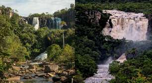 Fortes chuvas deixam cachoeira do Salto Corumbá com volume impressionante em Goiás; veja