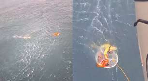 Pescador é resgatado após ficar horas agarrado a porta de geladeira à deriva