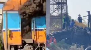 Guindaste cai sobre trem, provoca incêndio e deixa mortos e feridos na Tailândia