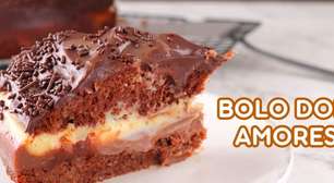 Bolo dois amores que une o chocolate e o creme branco em uma massa fofinha e perfeita para o café