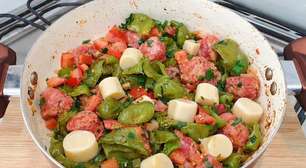 Toda semana eu sirvo essa receita de pimenta cambuci refogada com calabresa e palmito