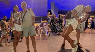 O amor está no ar! Tarcísio Filho se empolga e dá beijão na esposa em show no Rio: 'Felizes'