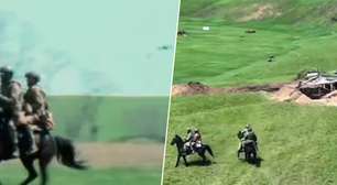 Ucrânia se transformou em matadouro de animais: soldados russos aparecem com cavalos e drones os explodem