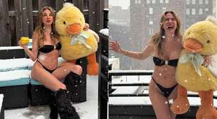Em meio a tempestade de neve em NY, Luciana Gimenez faz foto de biquíni: 'O mundo congela lá fora'