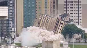 Torre Palace Hotel é implodido e vai ao chão em 7 segundos em Brasília; veja a queda