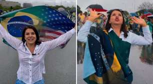 Mesmo após raio, Mara Maravilha vai à manifestação de Nikolas Ferreira: 'Em prol'