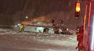Jato particular com oito passageiros cai durante decolagem em meio a tempestade nos EUA