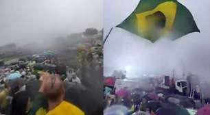 Novo ângulo mostra raio atingindo apoiadores do Nikolas Ferreira por meio de um guindaste