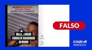 É encenação vídeo em que homem em situação de rua recusa emprego para continuar recebendo auxílio