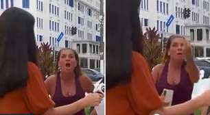 Vídeo: Mulher interrompe transmissão ao vivo para gritar 'Globo lixo' e faz gesto ofensivo