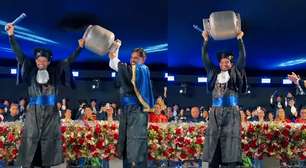 Jovem leva botijão de gás à formatura para homenagear trabalho que garantiu sua renda: 'Nunca desisti'