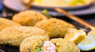 Croquete de camarão sem fritar, com sobras de risoto