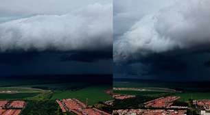 Drone flagra nuvem gigante e raio durante chuva no interior de SP; veja