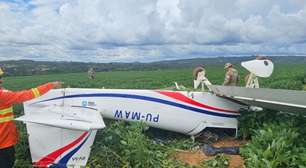 Avião de pequeno porte sofre acidente em lavoura ao fazer pouso de emergência no DF