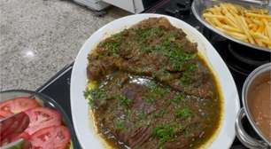 Fraldinha ao molho de mostarda feita na panela de pressão que fica tão macia que nem precisa de faca