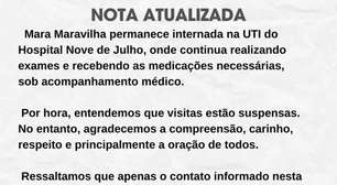 Estado de saúde Mara Maravilha é atualizado; apresentadora continua na UTI