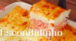 Escondidinho de presunto e queijo muito prático para você fazer naquele dia de preguiça e ainda assim garantir um jantar delicioso e completo