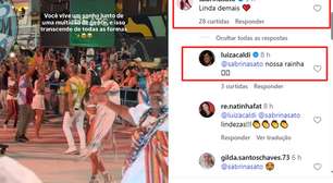 Rivalidade? Sabrina Sato reage a ex de Nicolas Prattes em ensaio da Vila Isabel